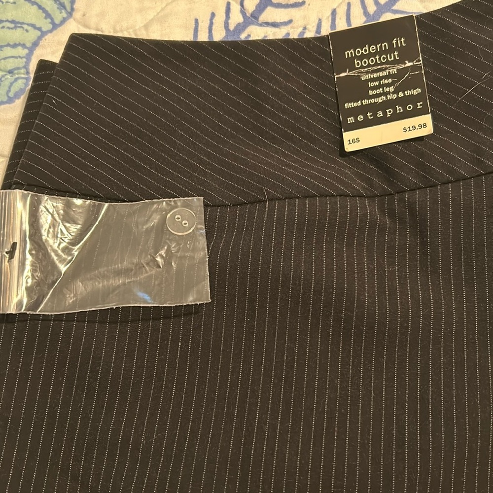 Black pinstripe pants